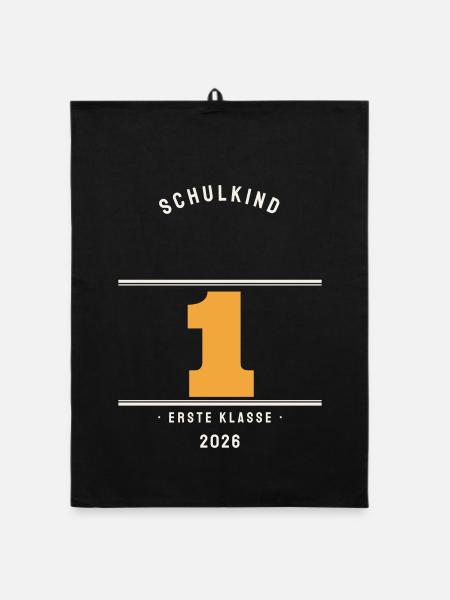 Schulkind Nr. 1 – Erste Klasse 2026 Einschulung - Organic Geschirrtuch - Schwarz - Vorne