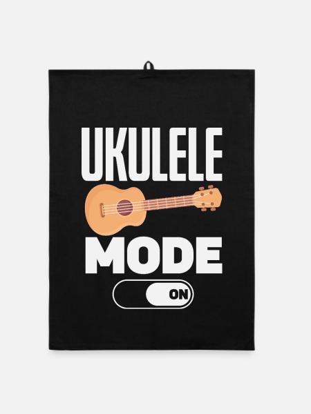 Funny Ukulele Designs and Sayings - Organic dish towel - black - Front