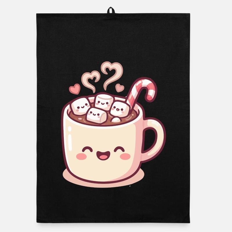 Cuddle mug with marshmallows & candy cane Organic dish towel