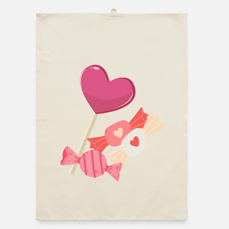 Candy hearts Organic dish towel