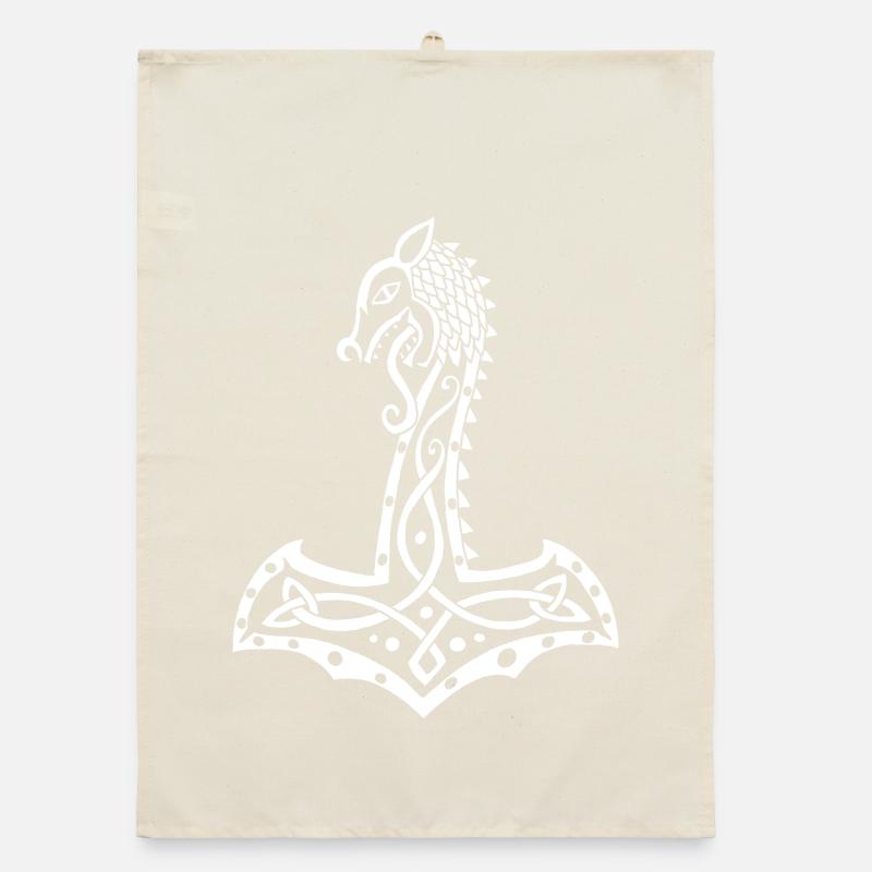White Wolf and Thor's Hammer Organic dish towel