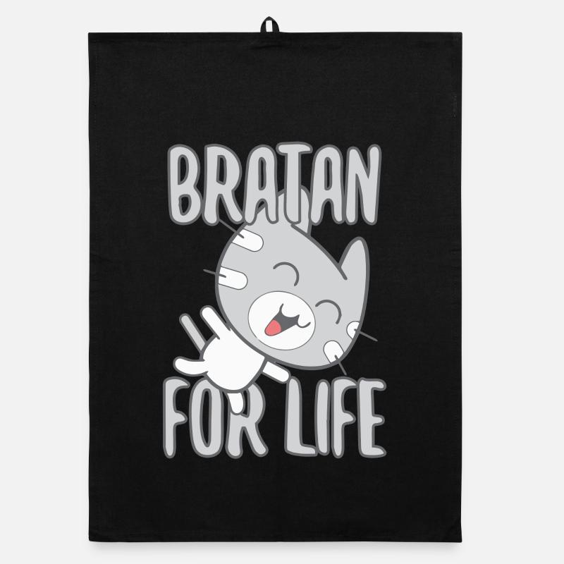 Bratan Cat Cat Grey Cadeau Torchon bio