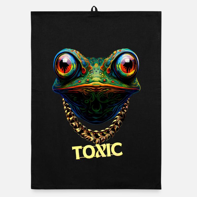 Cute toxic frog Organic dish towel