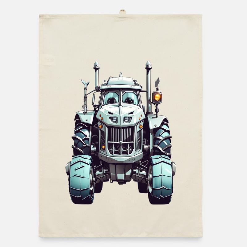 Tractor with eyes Organic dish towel