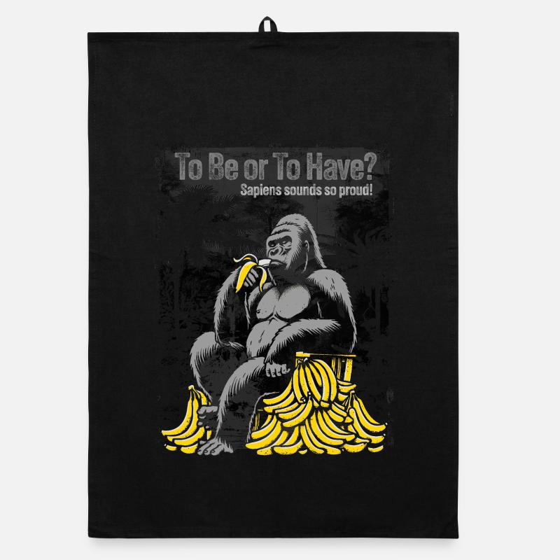 Primal Ape with Banana Pile Organic dish towel