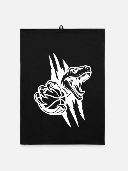 Roaring Raptor Basketball - Organic dish towel - black - Front