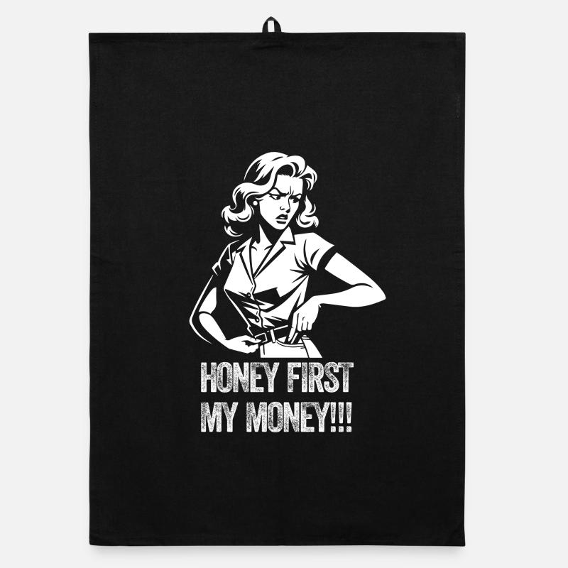 Vintage Retro Mädchen Finanzielles Zitat Organic Geschirrtuch
