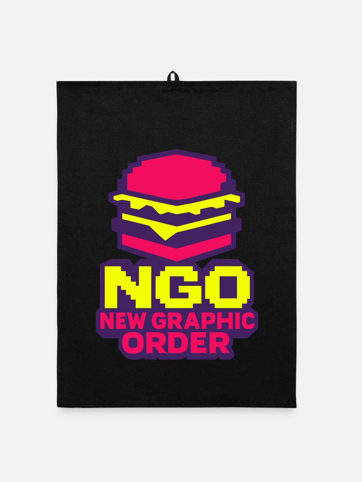 ONG 8bit Burger - Torchon bio - noir - Devant