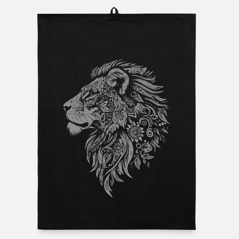 Refined lion head with floral decoration Organic dish towel