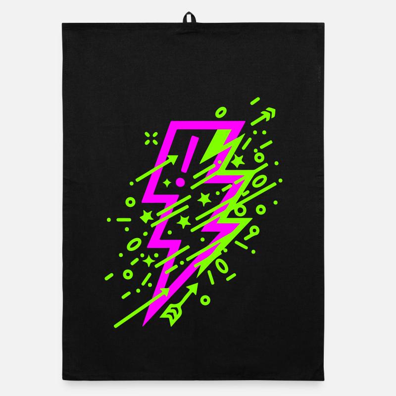 Éclair cosmique vibrant en néon Torchon bio