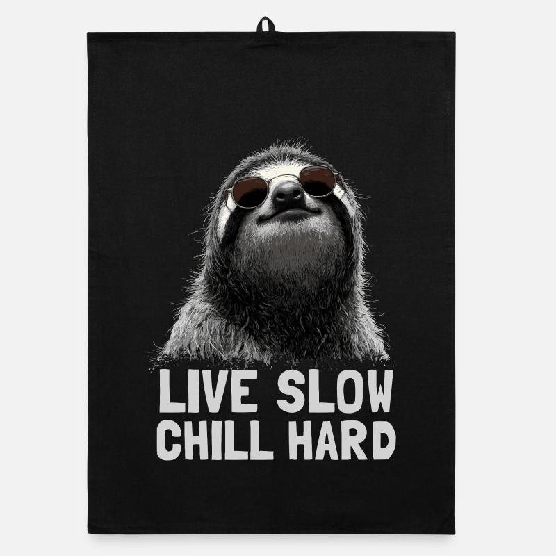 Chilled sloth with sunglasses Organic dish towel
