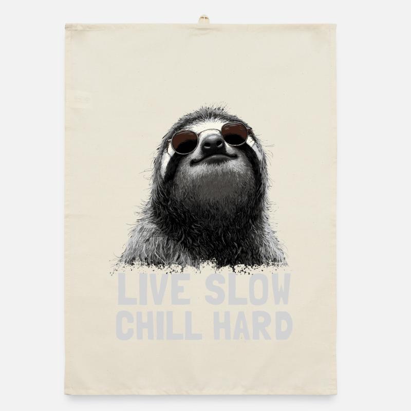 Chilled sloth with sunglasses Organic dish towel