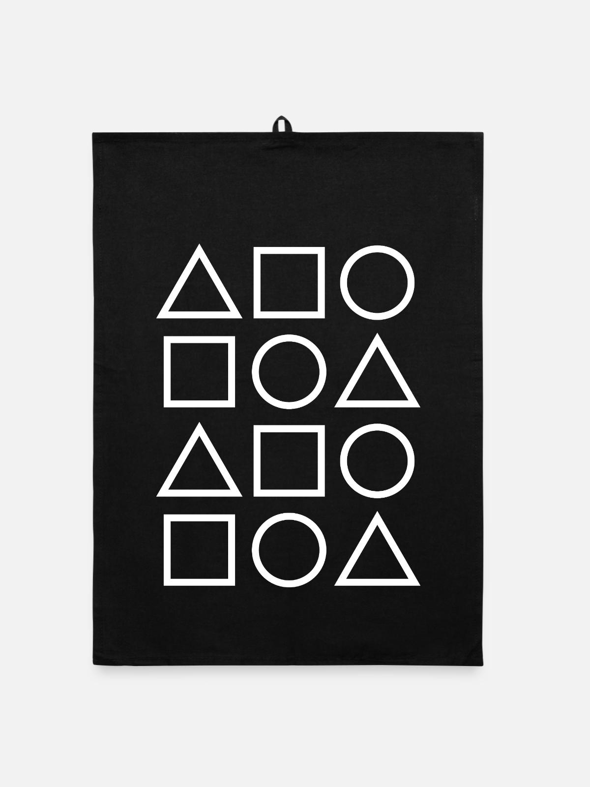 Geometric Glyph Grid - Organic dish towel - black - Front
