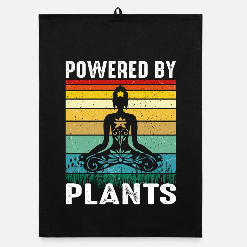 Vegan Yoga Retro Design – Powered by Plants Organic dish towel