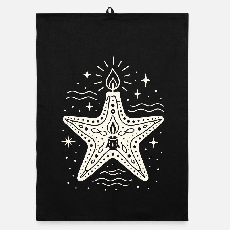 Étoile de mer avec bougie - Conception maritime de Noël Torchon bio