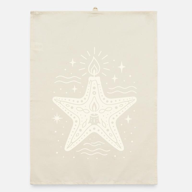 Étoile de mer avec bougie - Conception maritime de Noël Torchon bio
