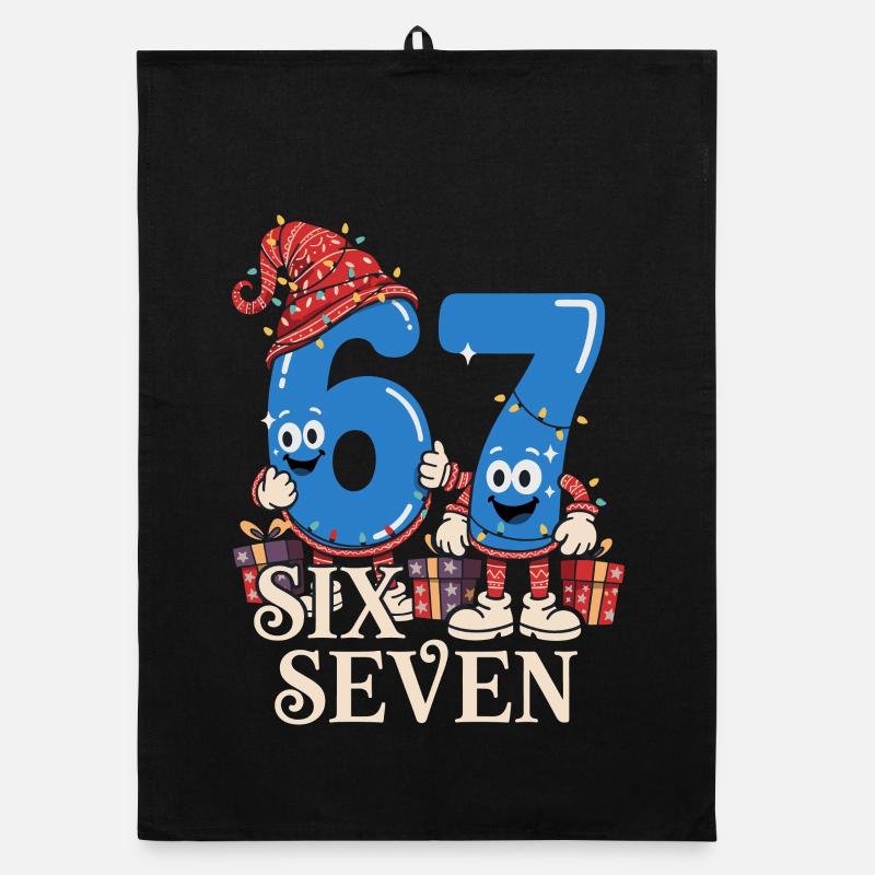Sechs Sieben 6 7 Aura Points Kids Gaming Niedlich  - Organic Geschirrtuch - Schwarz