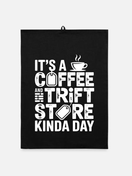 Coffee and Thrift Store Day - Organic dish towel - black - Front