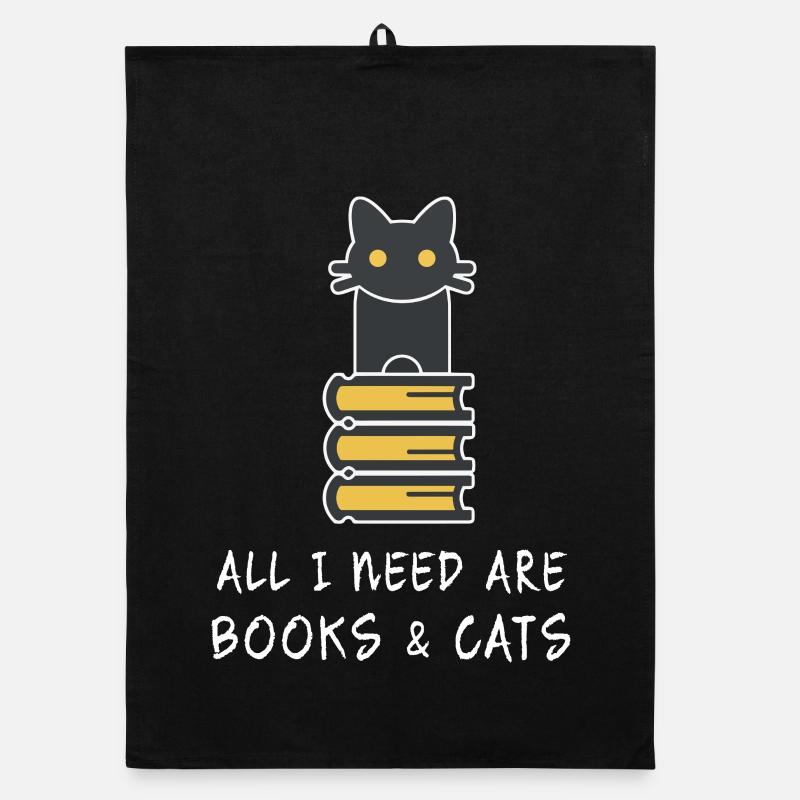 All I Need Are Books and Cats Organic dish towel