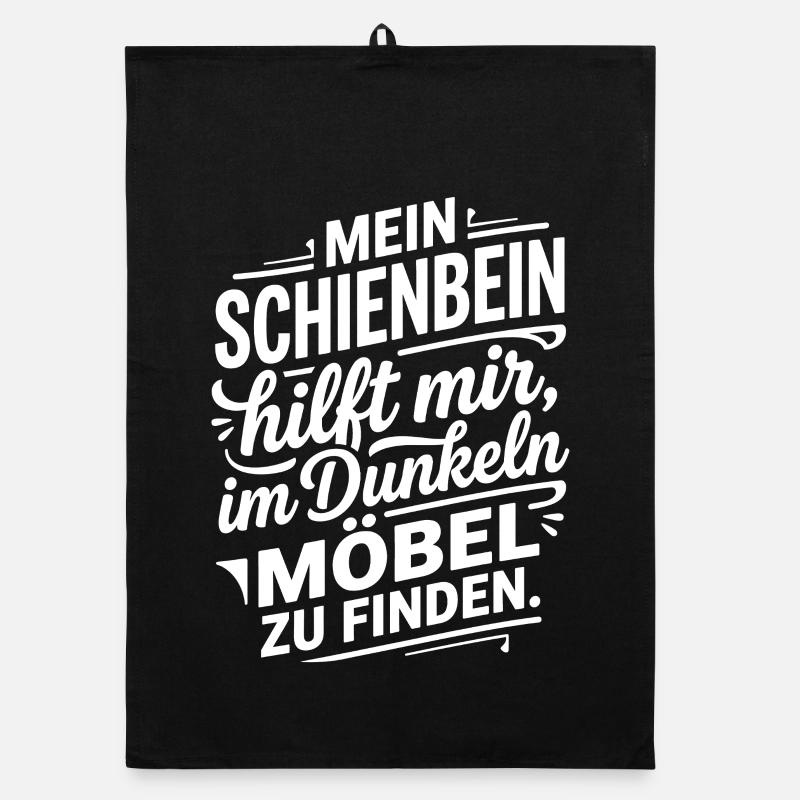 Schienbein trifft Möbel Humor Spruch Organic Geschirrtuch
