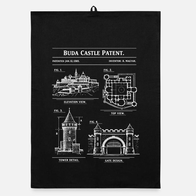 Buda Castle Blueprint Patent Organic dish towel