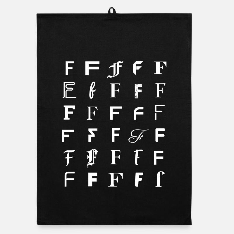 Typografie F-Buchstabe-Mosaikdesign Organic Geschirrtuch