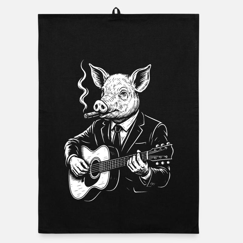 Jazz Pig Guitarist Organic dish towel