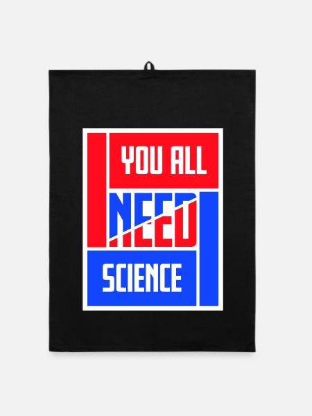 Y'all Need Science Lustig Wissenschaft Nerd Spruch - Organic Geschirrtuch - Schwarz - Vorne