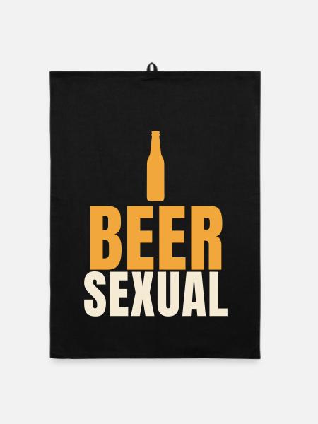 Beersexual lustiger Bier Spruch Bierliebhaber - Organic Geschirrtuch - Schwarz - Vorne
