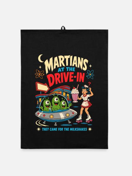 Martiens au Drive-In Diner - Torchon bio - noir - Devant