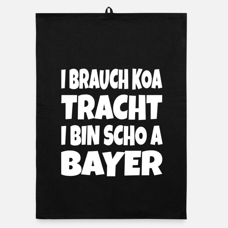 I brauch koa Tracht... - Organic Geschirrtuch - Schwarz