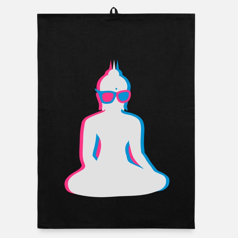 3D Bouddha avec lunettes 3D Torchon bio