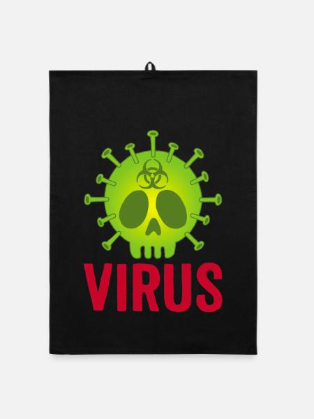 Skull virus - Organic dish towel - black - Front