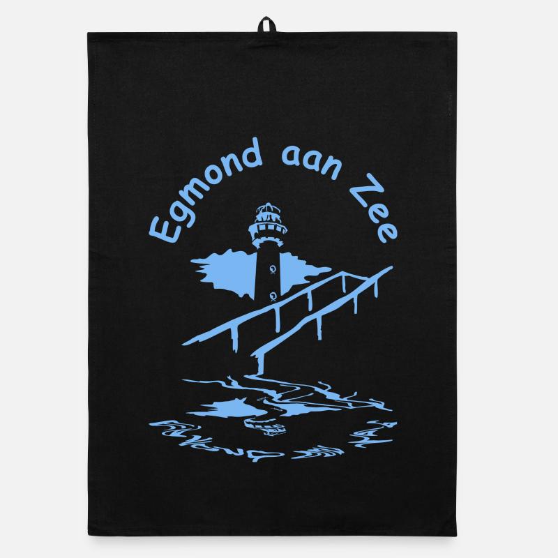Egmond aan Zee Leuchtturm - Organic Geschirrtuch - Schwarz