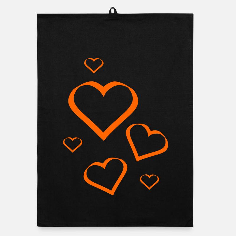 Orange Heart Cadeau Saint-Valentin Couples Torchon bio