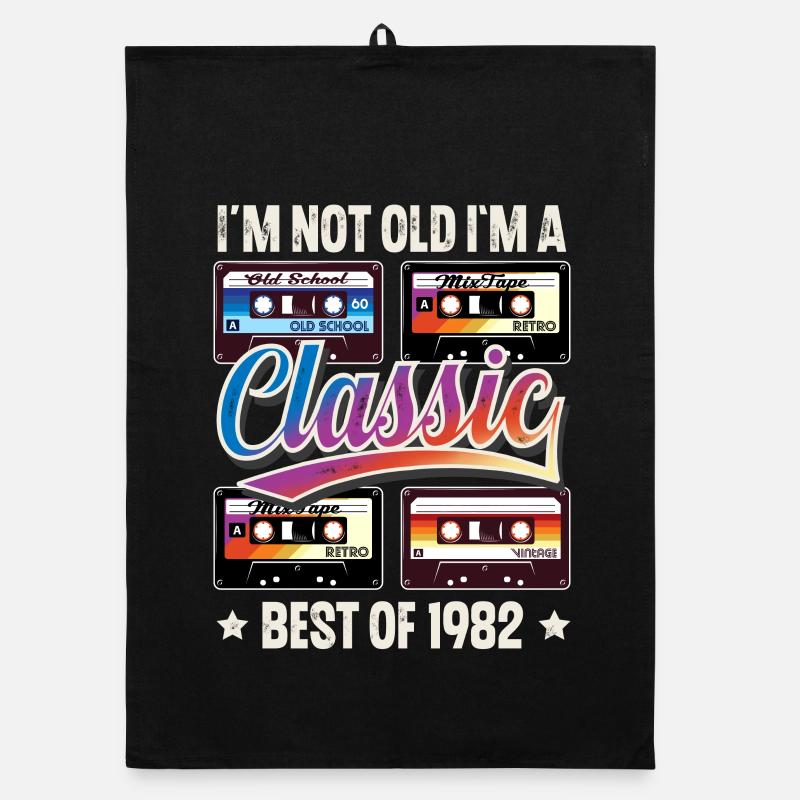 1982 Geburtsjahr Geburtstag Kassette Vintage Organic Geschirrtuch