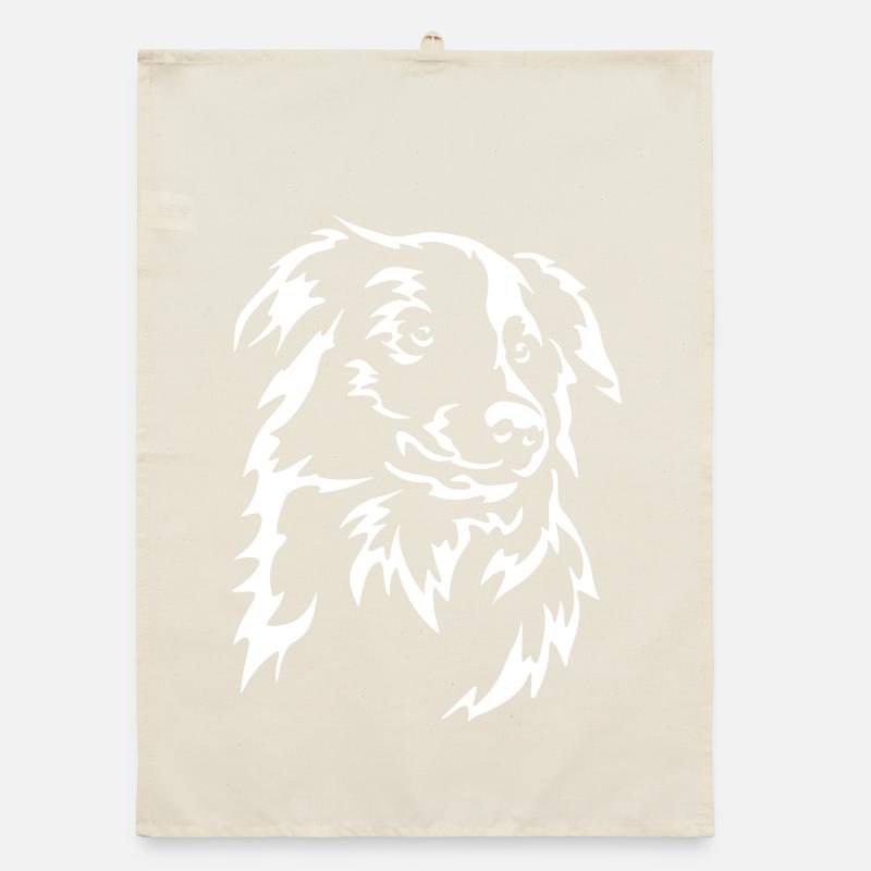 Border Collie Head « Black Edition » Torchon bio