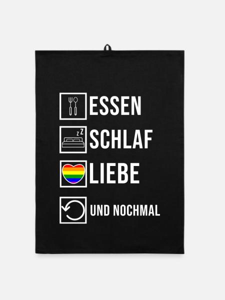 Sexualität Lgbt Herz Liebe Statement Bisexuell - Organic Geschirrtuch - Schwarz - Vorne