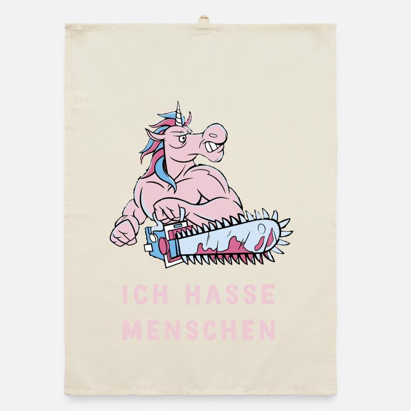 Ich hasse Menschen Einhorn Design Organic Geschirrtuch