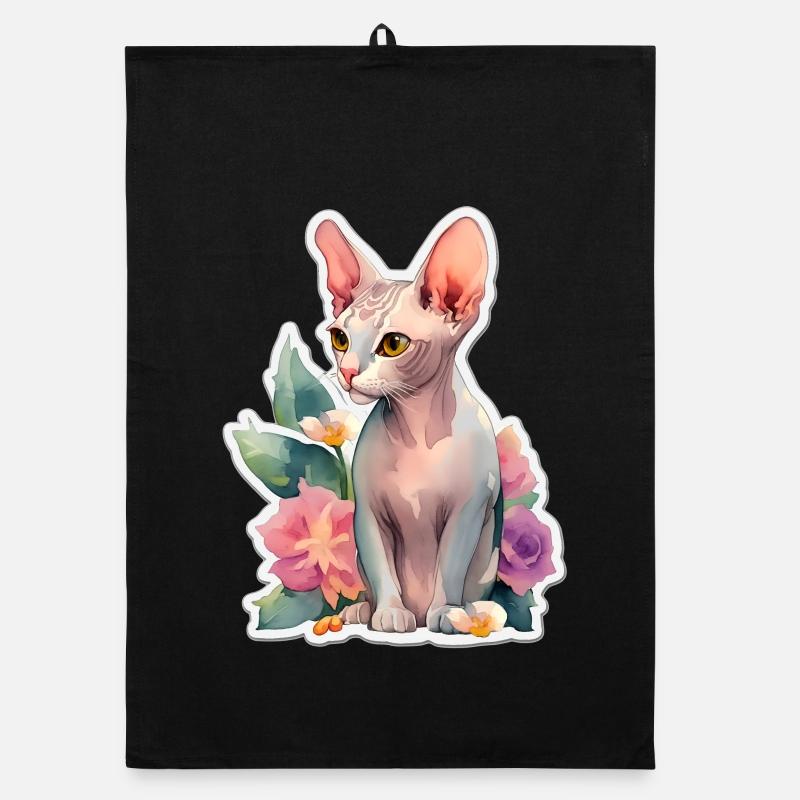 Sphynx-Katze - Organic Geschirrtuch - Schwarz