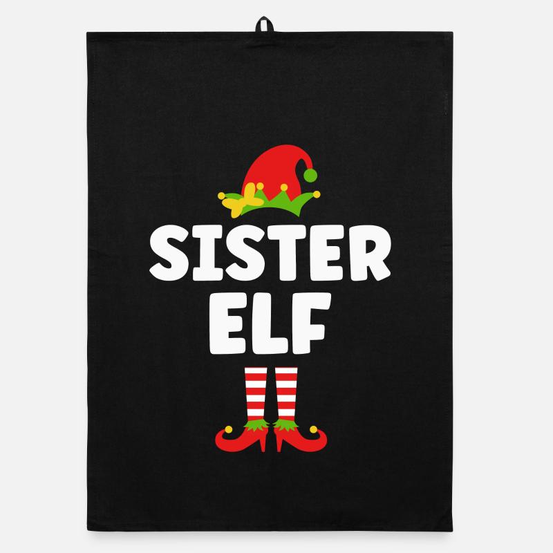 Sister Elf Christmas Organic dish towel