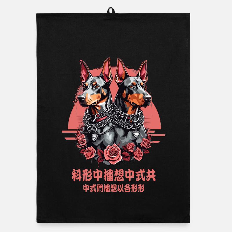 Doberman Dogs Organic dish towel