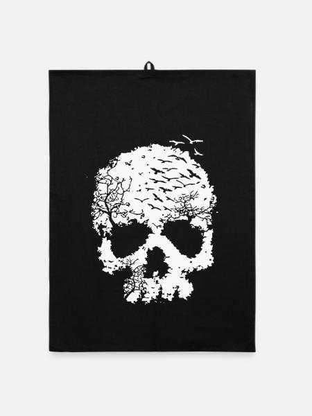 Tree of Life Skull Illustration - Organic dish towel - black - Front