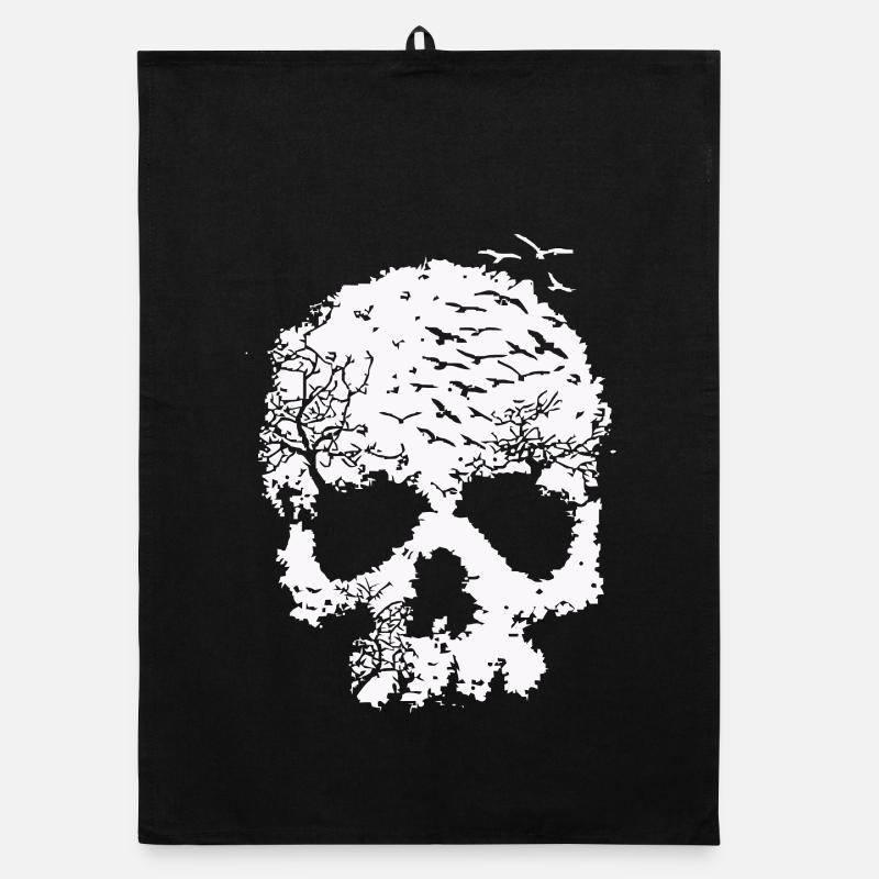 Tree of Life Skull Illustration Organic dish towel