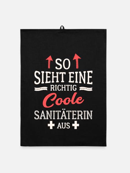 So sieht eine richtig coole Sanitäterin aus - Organic Geschirrtuch - Schwarz - Vorne