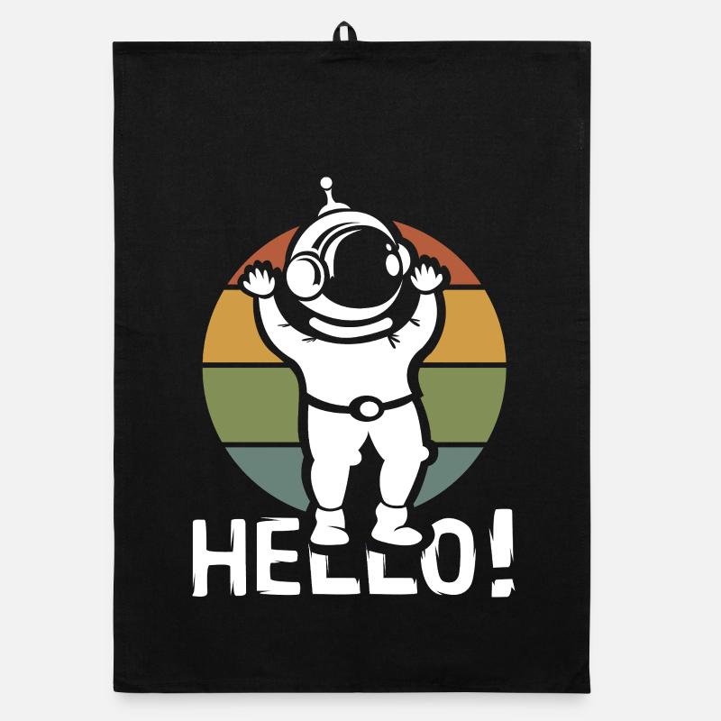 Hello Astronaut cartoon - Weltall retro comic Organic Geschirrtuch