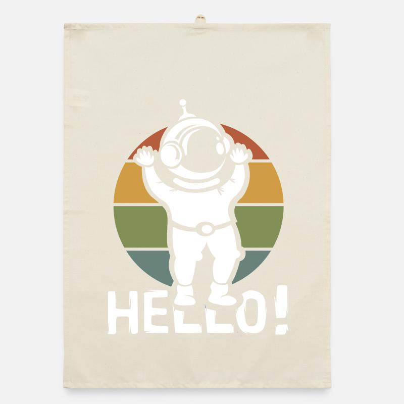 Hello Astronaut cartoon - Space retro comic Organic dish towel