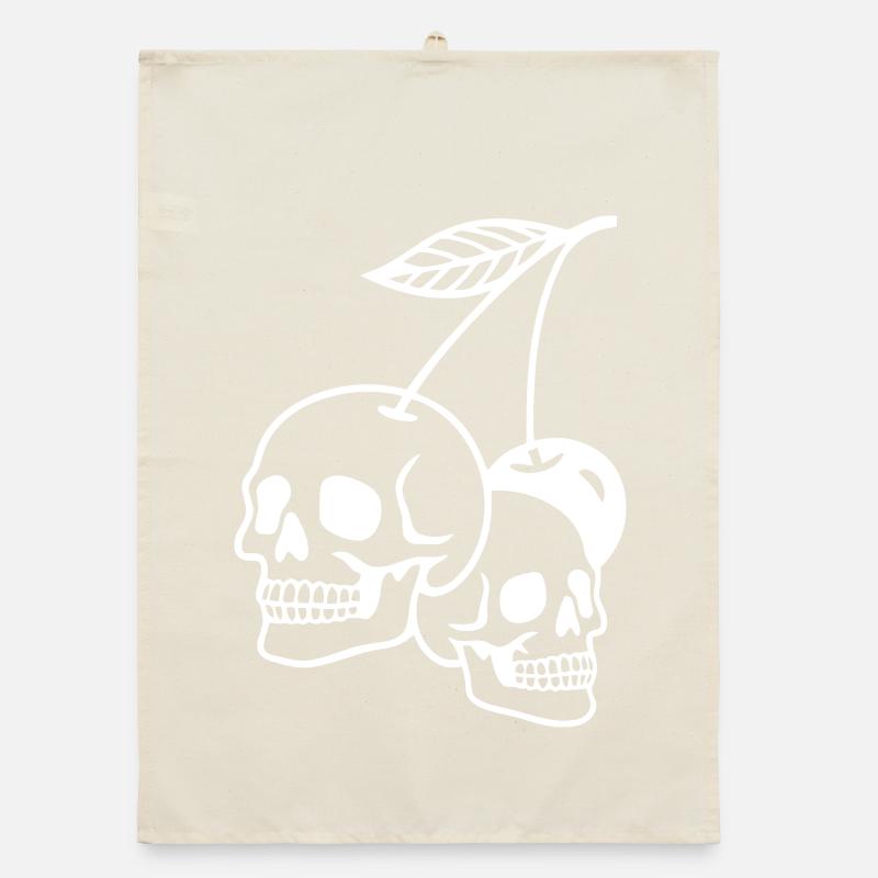 Dunkle Kirsche Schädel Illustration Organic Geschirrtuch