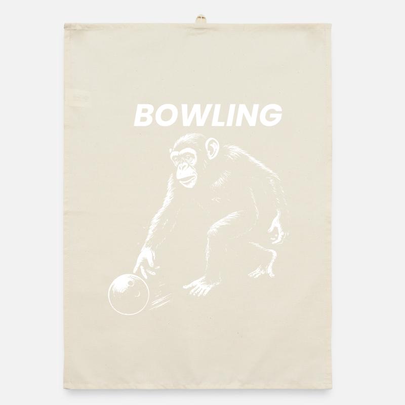 Monkey Bowling gift Organic dish towel
