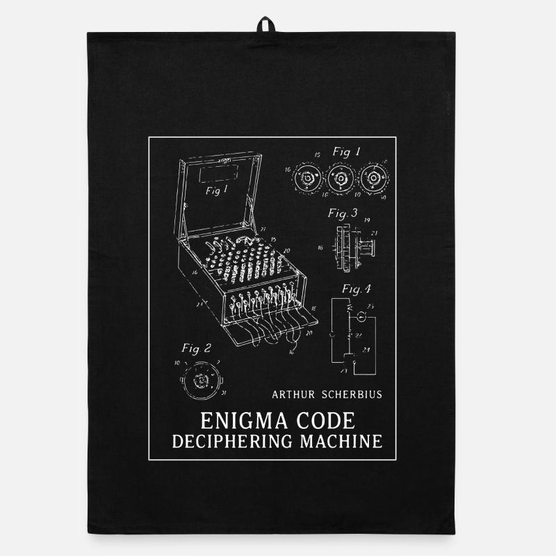 Enigma Code Deciphering Machine Illustration Organic dish towel